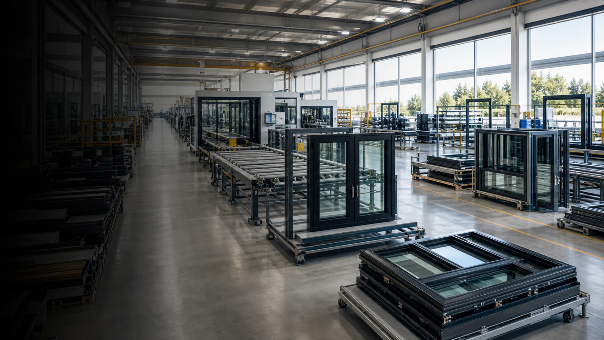 Aluminum Series Window and Door Profiles Cross-section and Hardware Details